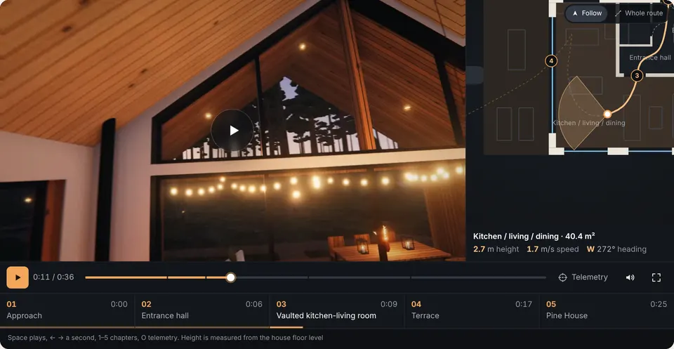 Pine House: an FPV camera flight through the whole house