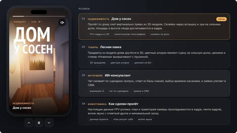 Моушн-ролики для соцсетей: четыре вертикальных ролика